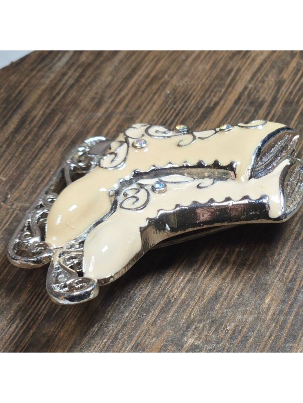 Anne Klein Vintage Blush Pink Rhinestone Ice Skate Brooch Sparkle Winter Jewelry - Picture 5 of 10